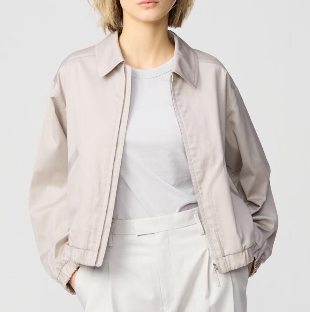 Uniqlo U Zip Up Short Blouson Bomber Jacket in Beige